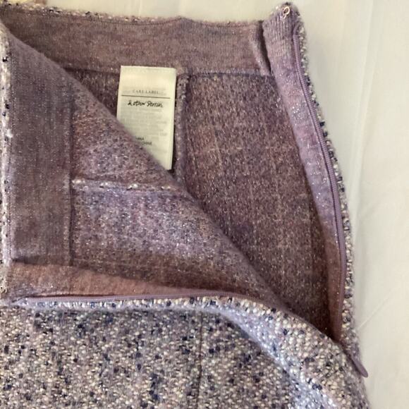 Paris Atelier & Other Stories Tweed Wool Lavender Mini Skirt Medium Sparkle Twee - Picture 5 of 9